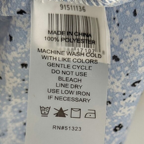 NWT Vince Camuto XXS Blue Opal V-Neck Ruffled Bell Sleeve Boho Blouse Top - Picture 5 of 5